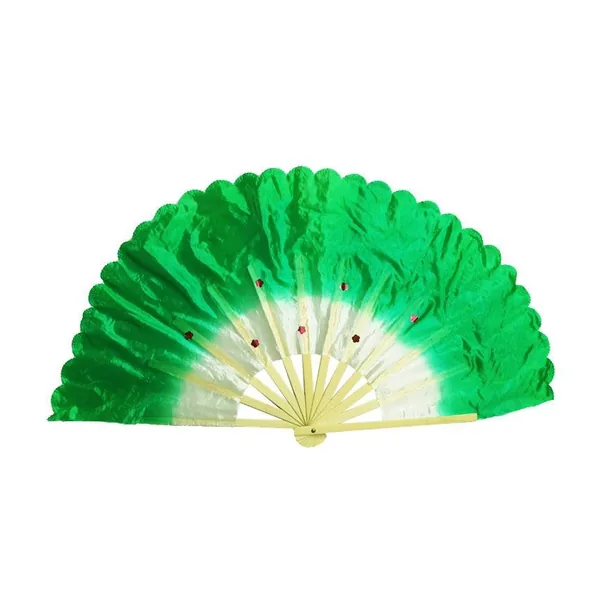 Abanico de baile de seda personalizado, esmeralda, lentejuelas