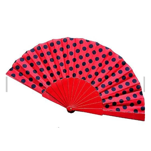Abanico flamenco, rojo de lunares negros