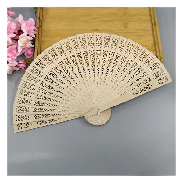 Abanico de madera calada personalizado, palas talladas